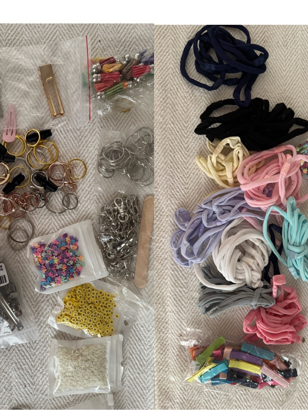 DIY Hair Accessory Making Bundle -Clips, Rings,Elastic Baby headbands, Charms &